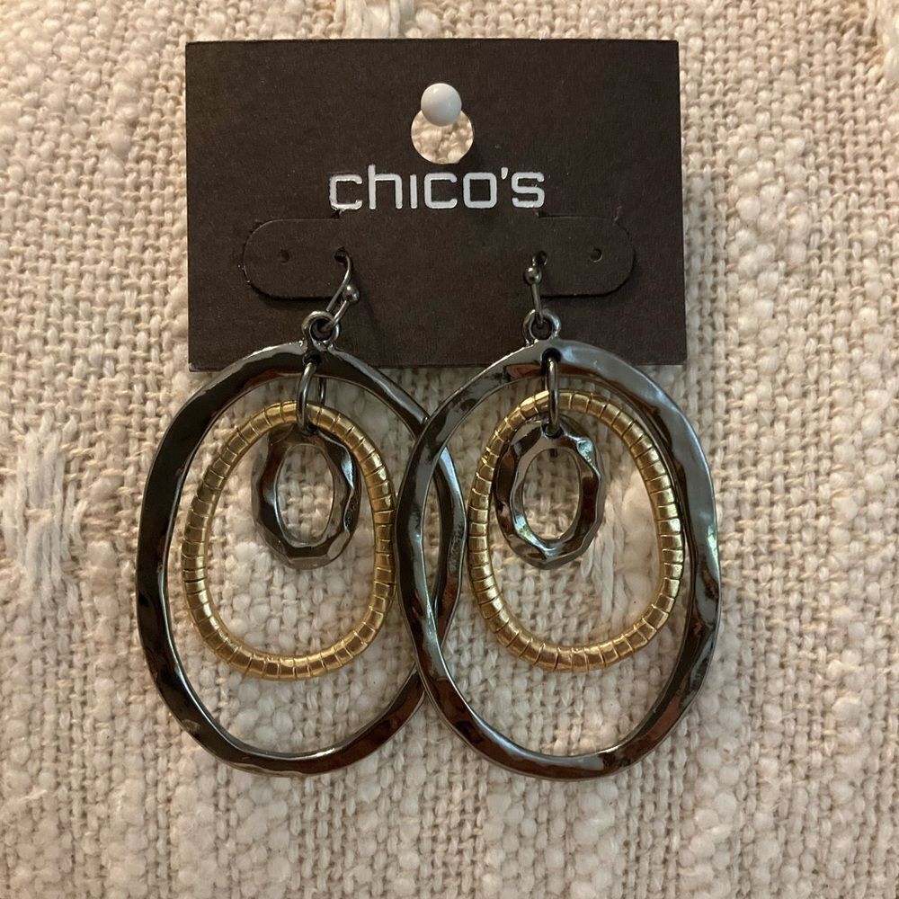 0146-Chico's Gold and Silver Hoop Earrings